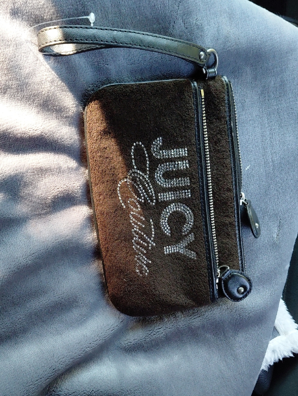 Juicy Couture Brown Wristlet Clutch - Embellished Logo